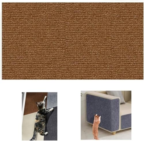 Selbstklebend Kratzmatte Katze, 100cmx40cm Katzen Kratzbretter, Kletter-Katzenkratzer, Kratzschutz Katzenkratzmatte Für Schützt Teppiche Sofa Möbelschutz (Color : Brown, Size : 60 * 100 cm) von tylxayoxa