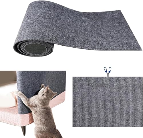 Selbstklebende Kratzmatte Katze,100 X 40 cm Wand Katzenkratzbrett,Zuschneidbare Katzenkratzteppich Für Sofa Möbel Tür Kratzschutz, Katze Kratzbäume Kratztürme Ersatz (Color : Gray, Size : 60 * 100 cm von tylxayoxa