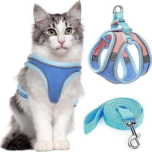 Set Geschirr und Leine für Katzen zum Spazierengehen, weich gepolsterte Weste mit Laufpolster, bequeme Outdoor-Jacke für Kätzchen (Color : B, Size : L) von tylxayoxa