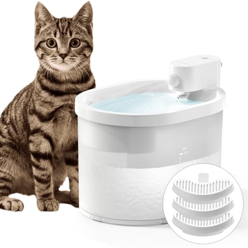 uahpet katzenbrunnen Kabelloser Batteriebetriebener,Trinkbrunnen für Katze 2L Automatisch Wasserbrunnen für Katzen Ultra Leiser Katzenbrunnen für Katze,für Katzen und Kleine Hunde (1/3/6 Stück Filter) von uahpet