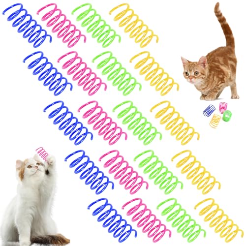 ueslwser 20pcs Interaktives Spirale Katzenspielzeug Bunte Katzenspielzeug Spirale Frühlingsspielzeug Cat Spring Spielzeug für Katzen, Katzen Interaktives Spielzeug für Katze Kätzchen Haustiere von ueslwser