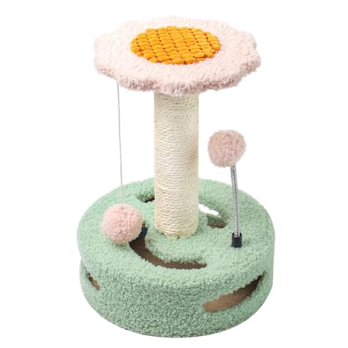 Katzenspielzeug für Indoor Katzen Klettergerüst Sonnenblumenform Reißfest Sisal Cartoon Kätzchen Kratzbaum mit Pompon Haustierbedarf Kletterbaum Katzenspielzeug von ulafbwur