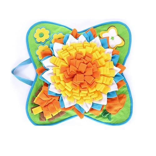 ulafbwur Sonnenblumenmatte für Hunde mit Leckmatte und Plüsch Hundespielzeug, Sonnenblumenform Langsames Füttern Haustier Matte, Mentale Stimulation Interaktives Hund Puzzle Spielzeug Schnüffelpad, von ulafbwur