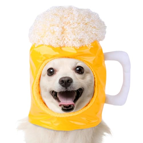 Bier-Hundehüte, Katzen-Bierhüte | Bierbecher-Welpenhut | Atmungsaktive Haustiermütze, Bequeme Welpen-Katzenmütze, Bierbecher, Sonnenschutz, Hundehaube für Haustiere, Katzen, Hunde von ulapithi