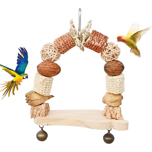 Papageienschaukel-Kauspielzeug - Vogelschaukeln Sittichspielzeug für Käfig - Hängende Kauspielzeuge, Papageien-Holzklötze, für Finken, Nymphensittiche, Turteltauben, kleine mittelgroße von ulapithi
