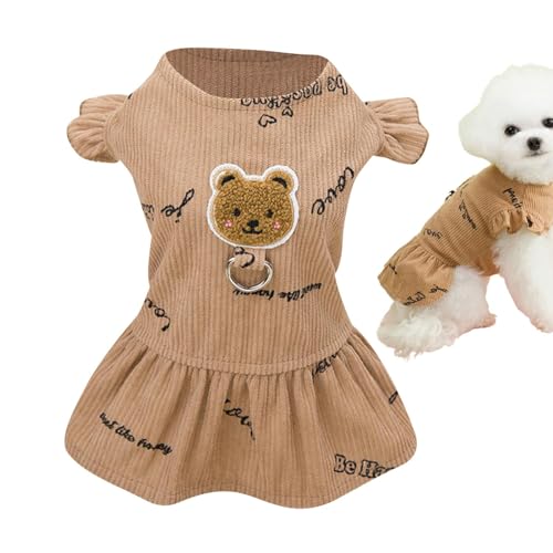ulapithi Hundekleider für kleine Hunde,Kleid für kleine Hunde,Hundekleid aus Polyester mit Bärenmuster | Tägliche Hundekleidung, Bequeme, modische, weiche Haustierkleidung für kleine Hunde, Welpen, von ulapithi