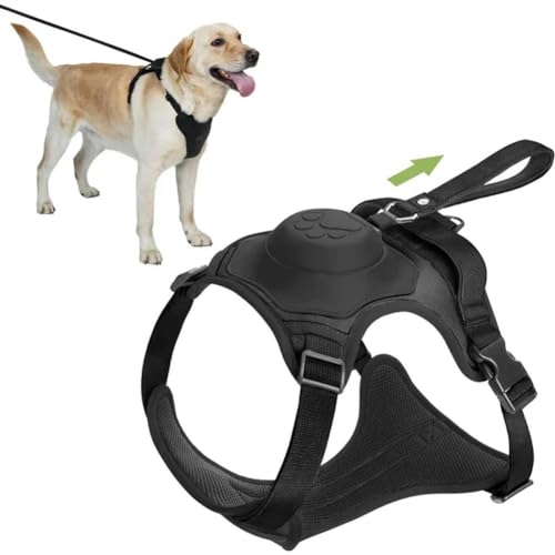 AMOBOX Hundegeschirr für mittelgroße Hunde, kein Ziehen, Geschirr für Hunde, mit integrierter einziehbarer Leine, strapazierfähiges Hundegeschirr mit Frontclip von umsl
