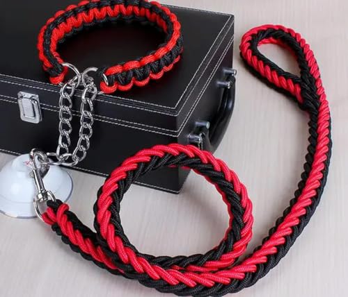 Doppelsträngiges Seil, große Hundeleine, Metall, P-Kette, Schnalle, nationale Farbe, Haustier-Traktionsseil, Halsband-Set für große Hunde, 1,2 m Länge, ohne Box von umsl