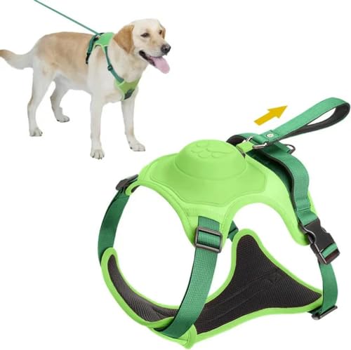 Hundegeschirr und einziehbare Leine, Set mit automatischer Anti-Burst-Stoßwirkung, flexibles Seil, Anti-Verdrehen, verstellbar, atmungsaktiv von umsl