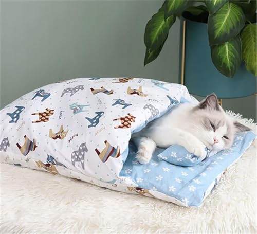 Katzenbett Winter Abnehmbarer Warmer Katzenschlafsack Tiefschlaf Haustier Hundebett Haus Katzen Nest Kissen mit Kissen Katzenhaus Hundehaus Katzenhaus Katzenbett von umsl