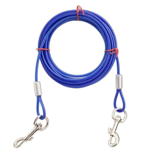 Metallleine für zwei Hunde, 0,5 cm, 3 m/5 m/10 m, Anti-Biss-Kabel, Outdoor-Leine, Doppelkopf-Leine für große Hunde von umsl