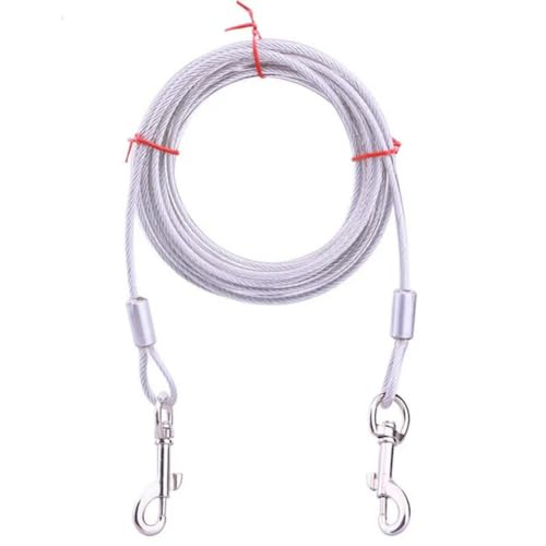 Metallleine für zwei Hunde, 0,5 cm, 3 m/5 m/10 m, Anti-Biss-Kabel, Outdoor-Leine, Doppelkopf-Leine für große Hunde von umsl