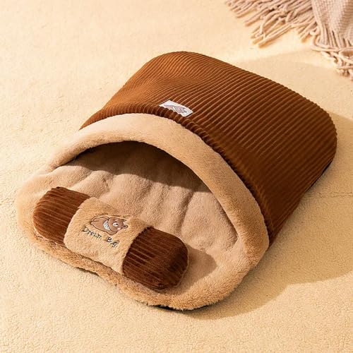 umsl Katzenbett Winter Abnehmbar Warm Halb Geschlossen Haustier Schlafsack Hundebett Haus Katzen Nest Kissen mit Kissen Katzenhaus Hundehaus Katzenhaus Katzenbett von umsl