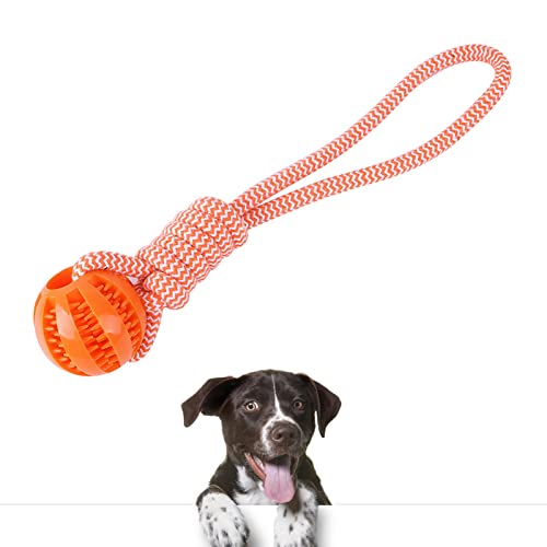 univolunaris Langeweile Linderung Essen Kleie Training Hund Spielzeug Kauen Ball Schleifen Mit Seil(Orange) von univolunaris