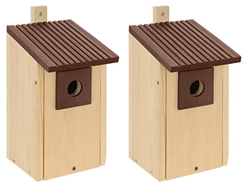 2X Nistkasten- Holz-NISTKASTENSET, Vogelhaus-Meisenkasten-Nisthohle,aus Holz Natur,wetterfest, Massivholzkonstruktion,Deko Garten von unzutreffend