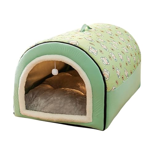 usefulbeauty Höhlenhundebett | 2-in-1 abnehmbares, überdachtes Katzenbett mit Kugelanhänger - Flanell-Katzenbett, Katzennest für Hauskatzen, Katzenversteck, Katzenhöhlen für Hauskatzen, warmes von usefulbeauty