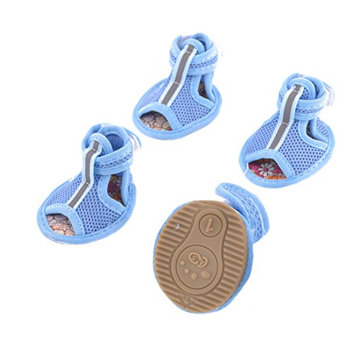 sourcing map 2 Paar Gummisohle Blau Netz Sandalen Yorkie Chihuaha Hund Schuhe Größe XXS de von uxcell