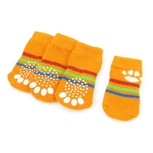 sourcing map 2 Paar Orange Anti-Rutsch Elastisch Knit Hund Haustiere Socken Größe M de von uxcell