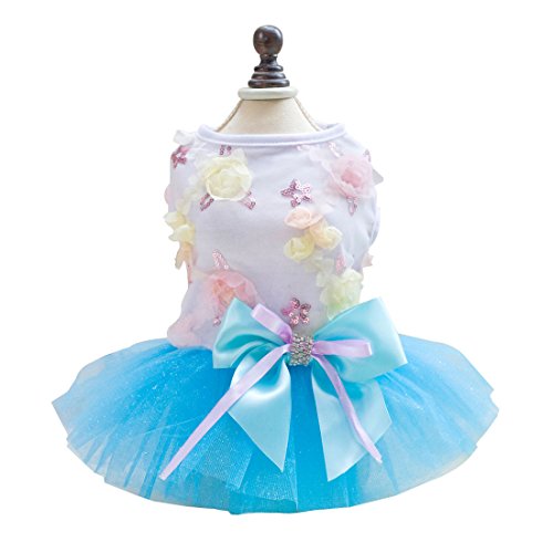 sourcing map Kleine Haustier Hund Prinzessin Kleid Katze Welpe Rock Tutu Bekleidung Kostüm XL Blau von uxcell