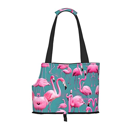 A Flock of Flamingos Kleine Hunde-Geldbörse, weiche Seiten, Haustier-Tragetasche, Taschen, tragbare Katzen-Reise-Handtasche von vacsAX