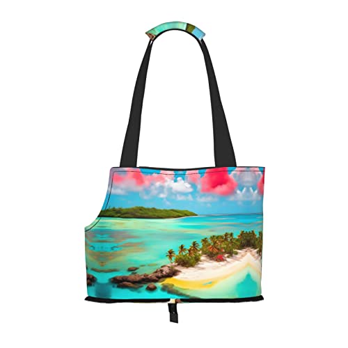 Caribbean Scenery Tragetasche für kleine Hunde, weiche Seiten, tragbare Katzen-Reise-Handtasche von vacsAX