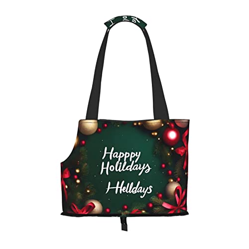 Happy Holidays Tragetasche für kleine Hunde, weiche Seiten, tragbare Katzen-Reisehandtasche von vacsAX