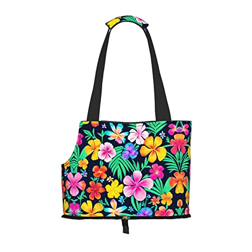 Kleine Hundetragetasche mit bunten Blumen, weiche Seiten, tragbare Katzen-Reise-Handtasche von vacsAX