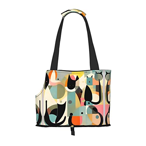 Mid-Century Moderne Kunst Katze Kleine Hunde Geldbörse Tragetasche Weiche Seiten Haustier Tragetasche Taschen Tragbare Katze Reise Handtasche Tote von vacsAX