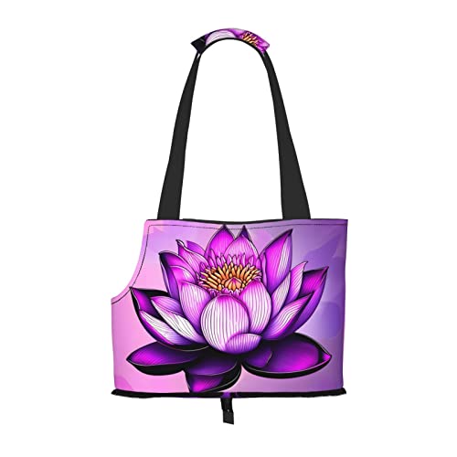 Purple Lotus Tragetasche für kleine Hunde, weiche Seiten, tragbare Katzen-Reisehandtasche von vacsAX
