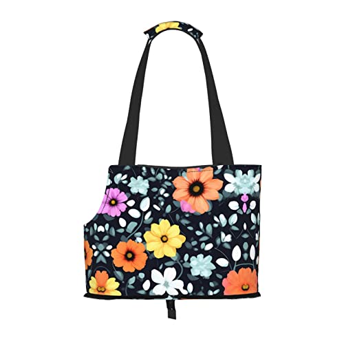 Schöne bunte Blumen kleine Hunde Geldbörse Tragetasche weiche Seiten Haustier Tragetasche Taschen Tragbare Katze Reise Handtasche Tote von vacsAX