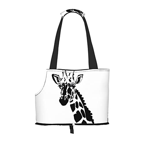Schwarze und weiße Giraffe kleine Hunde-Geldbörse, weiche Seiten, Haustier-Tragetasche, Taschen, tragbare Katzen-Reisehandtasche von vacsAX