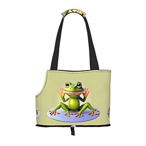 The Funny Frog Doing Yoga Kleine Hunde-Geldbörse, weiche Seiten, Haustier-Tragetasche, Taschen, tragbare Katzen-Reise-Handtasche von vacsAX