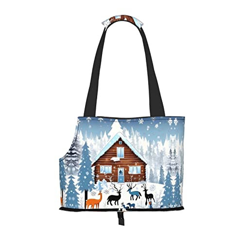 Winter Fawn Kleine Hunde-Geldbörse, weiche Seiten, Haustier-Tragetasche, Taschen, tragbare Katzen-Reise-Handtasche von vacsAX