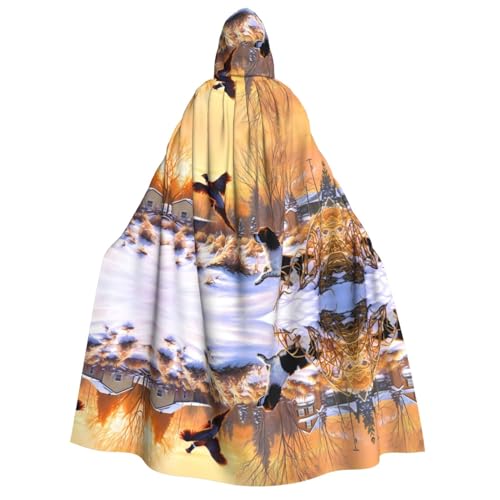 vacsAX Schwarzer Kapuzenponcho – perfekt für Halloween und Zauberer-Kostüme, Halloween-Kostüme, Hundefang-Fasan von vacsAX