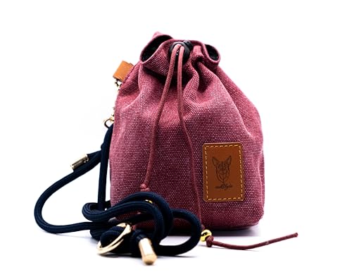 vanClyde® Premium Leckerlibeutel für Hunde - Canvas Futterbeutel mit Gürtelclip & Umhängeseil, Ideal für Training & Unterwegs, Rot von vanClyde