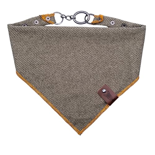 vanClyde® Sydney Hundehalstuch, Dreieckstuch, Bandana für Hunde, größenverstellbar, Stilvolles Accessoire in Khaki-Orange mit Karabinerverschluss, Größe L von vanClyde