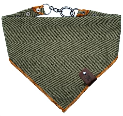 vanClyde® Sydney Hundehalstuch, Dreieckstuch, Bandana für Hunde, größenverstellbar, Stilvolles Accessoire in Khaki-Orange mit Karabinerverschluss, Größe M von vanClyde