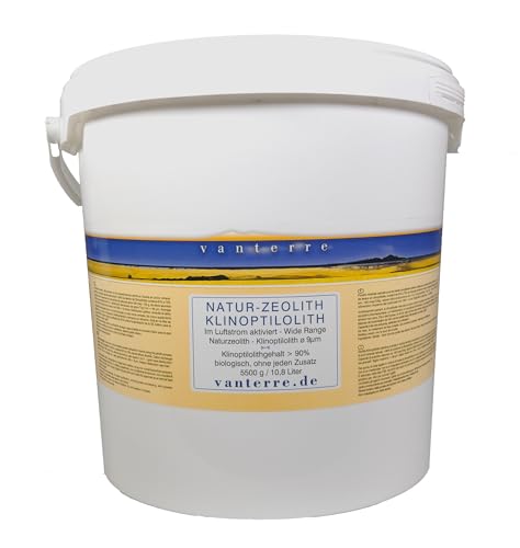 - v a n t e r r e - 5500g / 10,8 Liter Premium Natur-Zeolith-Klinoptilolith Pulver ø 9 µm Jetmill Vermahlung, Tribomechanisch mikronisiert und zweifach Thermisch aktiviert von vanterre