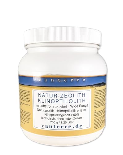 - v a n t e r r e - 700g / 1,25 Liter Premium Natur-Zeolith-Klinoptilolith Pulver ø 9 µm Jetmill Vermahlung, Tribomechanisch mikronisiert und zweifach Thermisch aktiviert von vanterre