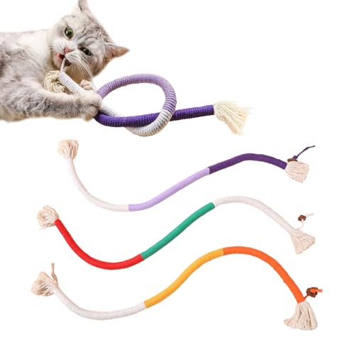 vcsjw Katzenspielzeug,3 Stück Matatabi Stick Katze,Katze Kauen Seil mit Silvervine Obst,Katzen Spielzeug Kitten,Katze Baumwollseil Zähne Reinigung,für Katzen Zahnpflege und Gegen Mundgeruch von vcsjw