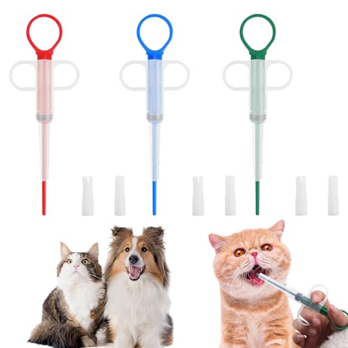 vcsjw Tabletteneingeber Katze 3 Stück,Tablettengeber für Katzen,Tablette Feeder,Easypill für Katzen,Pet Pusher Spritze Tablettengeberfür Katzen Hund Welpen Kleintier von vcsjw