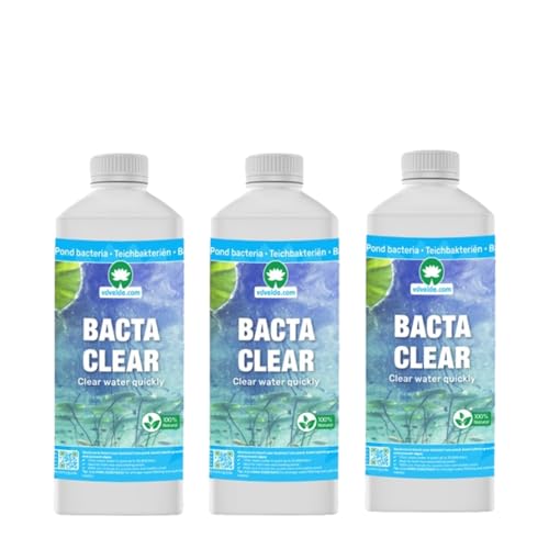 vdvelde.com - BACTA Clear - 3 Stück - 1 Flasche für 1.000 bis 20.000 Liter - 100% öko: schnell klares Wasser - Sicher für Mensch, Pflanze & Tier von vdvelde.com