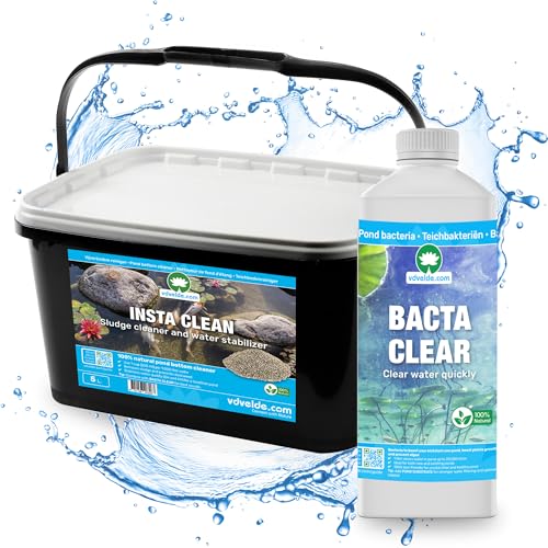 vdvelde.com - Einmaliges Bodenreinigungsset: BACTA Clear & Insta CLEAN - Für 1.000 bis 20.000 l- Entfernt Schlamm, verhindert Wasserlinsen und stabilisiert KH, GH und PH- 100% ökologisch: schnell von vdvelde.com