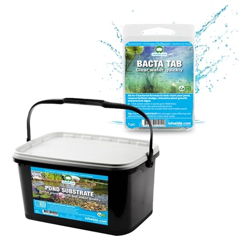 vdvelde.com - Teichsubstrat 5L + BACTA TAB - BACTA TAB: Für 10 bis 1.000 Liter - SUBSTRAT: Fördert gesunde Wasserqualität - 100% öko: schnell klares Wasser von vdvelde.com