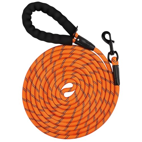 Hundeleine mit Gepolstertem Griff Reflektierende Seilleine 4.5M Schleppleine Robuste Hundeleine zum Trainieren und Gassi Gehen (Orange) von Dttra