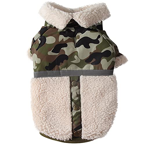 Vecomfy Hundemäntel mit V-Ausschnitt für große Hunde Fleece-Futter warme Hundejacke für kalte Winter Grün Camo XL von vecomfy