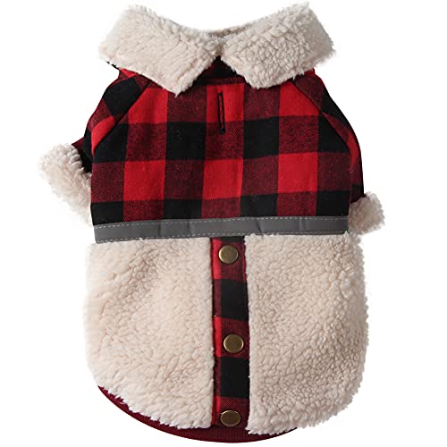 vecomfy Hundekleider Chihuahua Hundemäntel mit V-Ausschnitt für kleine Hunde Fleece Futter warme Welpenjacke für kalte Winter Rot XS von vecomfy