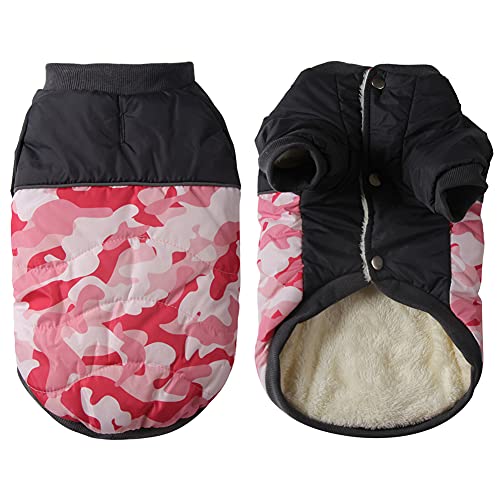 vecomfy Hundemantel Hundekleider für kleine Hunde mit Fleecefutter und warmem Fleecefutter Wasserdicht Welpenjacke für Winter Pink Camo XXL von vecomfy