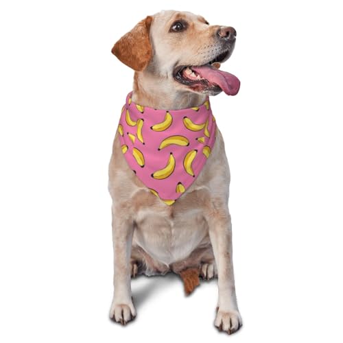 vercosee Banana 3D-Hundehalstuch, niedliches Obsttextur, Dreieck, Weihnachten, Thanksgiving, Hundehalstuch, wendbar, für Jungen und Mädchen (Rosa) von vercosee