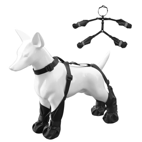 Stiefel mit Hosenträgern für Hunde, verstellbar, wasserdicht, rutschfest, Schneeschuhe für kleine, mittelgroße und große Hunde, Winterstiefel mit Hosenträgern zum Schutz bei Nachtaktivitäten (XS) von verdawave